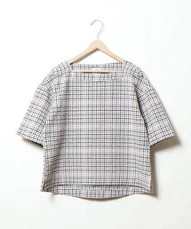 coen | 綿麻サッカーチェックスクエアネックブラウスⅡ(シャツ/ブラウス)