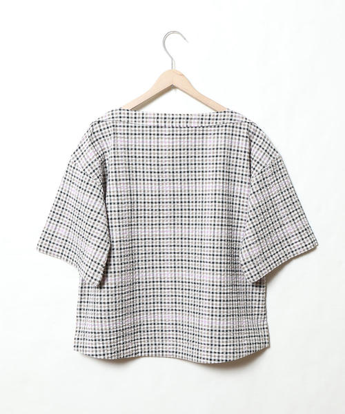 coen(コーエン)の「綿麻サッカーチェックスクエアネックブラウスⅡ(シャツ/ブラウス・レディース・グリーン・FREE)」の2枚目の写真