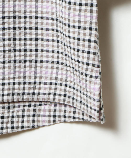 coen(コーエン)の「綿麻サッカーチェックスクエアネックブラウスⅡ(シャツ/ブラウス・レディース・グリーン・FREE)」の5枚目の写真