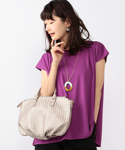 A/C DESIGN BY ALPHA CUBIC（エーシーデザインバイアルファキュービック）の「タック入りフレアプルオーバー（Tシャツ/カットソー・レディース・ブラック/ピンク/ブルー・M size/L size）」の3枚目の写真