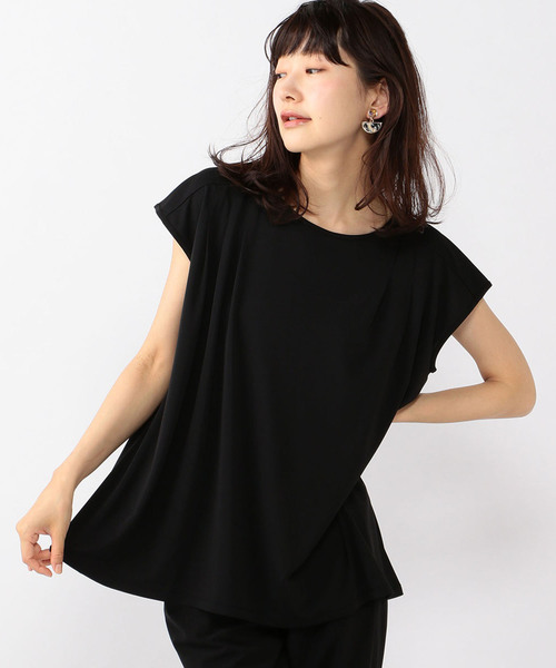 A/C DESIGN BY ALPHA CUBIC（エーシーデザインバイアルファキュービック）の「タック入りフレアプルオーバー（Tシャツ/カットソー・レディース・ブラック/ピンク/ブルー・M size/L size）」の2枚目の写真