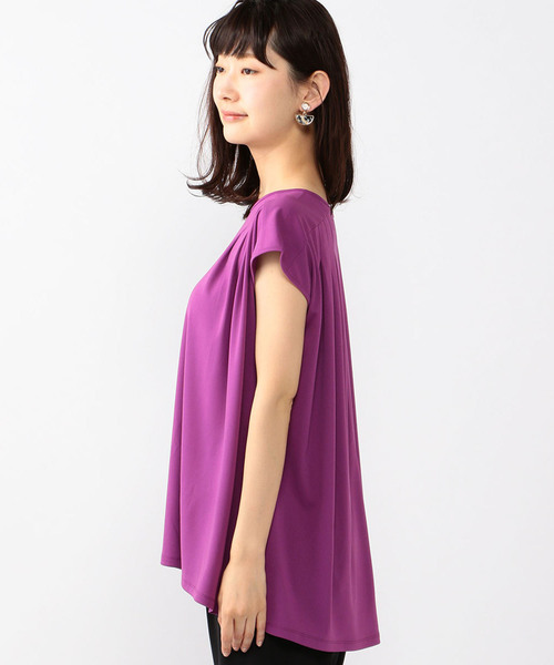 A/C DESIGN BY ALPHA CUBIC（エーシーデザインバイアルファキュービック）の「タック入りフレアプルオーバー（Tシャツ/カットソー・レディース・ブラック/ピンク/ブルー・M size/L size）」の6枚目の写真