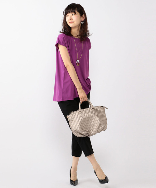 A/C DESIGN BY ALPHA CUBIC（エーシーデザインバイアルファキュービック）の「タック入りフレアプルオーバー（Tシャツ/カットソー・レディース・ブラック/ピンク/ブルー・M size/L size）」の12枚目の写真