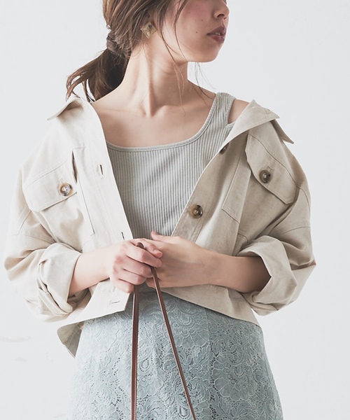 natural couture（ナチュラルクチュール）の「スリット入りタンク（タンクトップ・レディース・ブラック/オフホワイト/ミント/ピンクベージュ・FREE）」の3枚目の写真