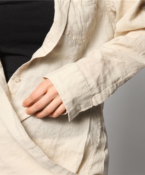 goa（ゴア）の「リネン混ボーイズシャツ（シャツ/ブラウス・レディース・キナリ/グレー系その他/ブルー/オフホワイト・FREE）」の15枚目の写真