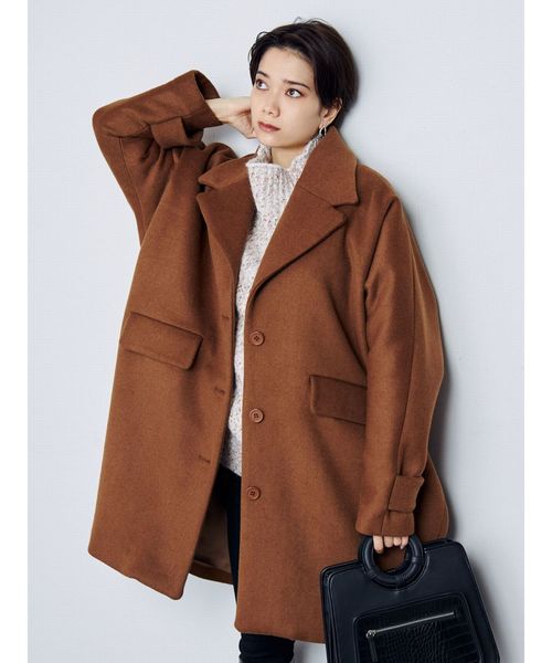 EMODA(エモダ)の「バルキーワイドコクーンコート(その他アウター・レディース・ブラック/ネイビー/キャメル・FREE)」の6枚目の写真