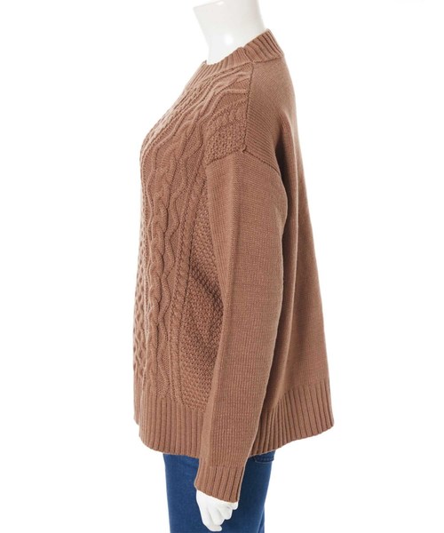 fifth（フィフス）の「【インスタグラマーコラボ】サイドリボンデザインケーブルニット（ニット/セーター・レディース・ホワイト/ブラウン・MEDIUM）」の5枚目の写真