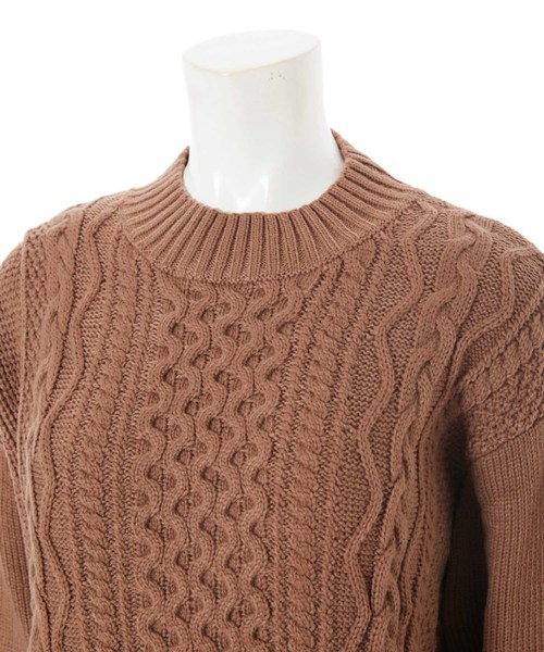 fifth（フィフス）の「【インスタグラマーコラボ】サイドリボンデザインケーブルニット（ニット/セーター・レディース・ホワイト/ブラウン・MEDIUM）」の7枚目の写真