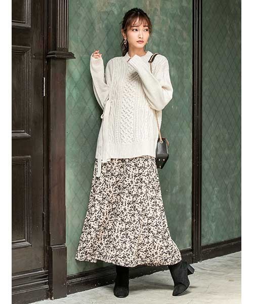 fifth（フィフス）の「【インスタグラマーコラボ】サイドリボンデザインケーブルニット（ニット/セーター・レディース・ホワイト/ブラウン・MEDIUM）」の12枚目の写真