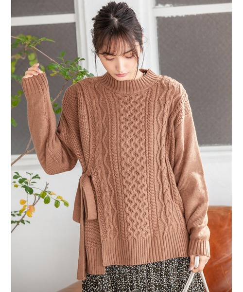 fifth（フィフス）の「【インスタグラマーコラボ】サイドリボンデザインケーブルニット（ニット/セーター・レディース・ホワイト/ブラウン・MEDIUM）」の15枚目の写真