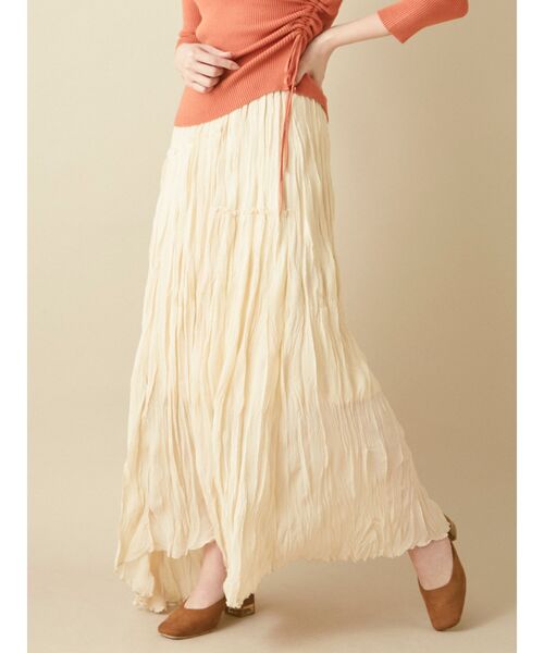 dazzlin（ダズリン）の「イレギュラーラインクリンクルスカート（スカート・レディース・オフホワイト/アイボリー/ミント/ブラウン/その他1・FREE）」の3枚目の写真