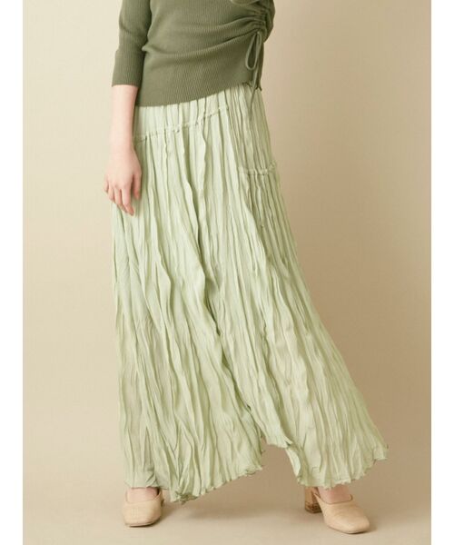 dazzlin（ダズリン）の「イレギュラーラインクリンクルスカート（スカート・レディース・オフホワイト/アイボリー/ミント/ブラウン/その他1・FREE）」の4枚目の写真
