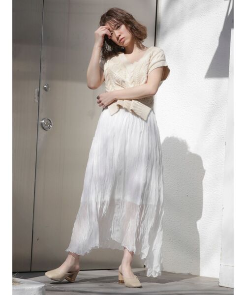 dazzlin（ダズリン）の「イレギュラーラインクリンクルスカート（スカート・レディース・オフホワイト/アイボリー/ミント/ブラウン/その他1・FREE）」の22枚目の写真