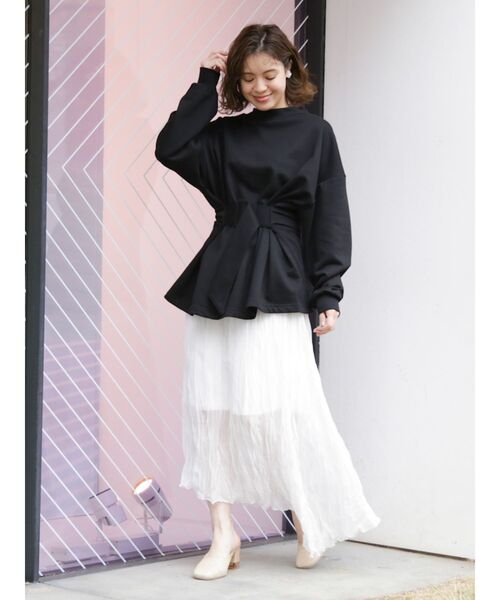 dazzlin（ダズリン）の「イレギュラーラインクリンクルスカート（スカート・レディース・オフホワイト/アイボリー/ミント/ブラウン/その他1・FREE）」の6枚目の写真