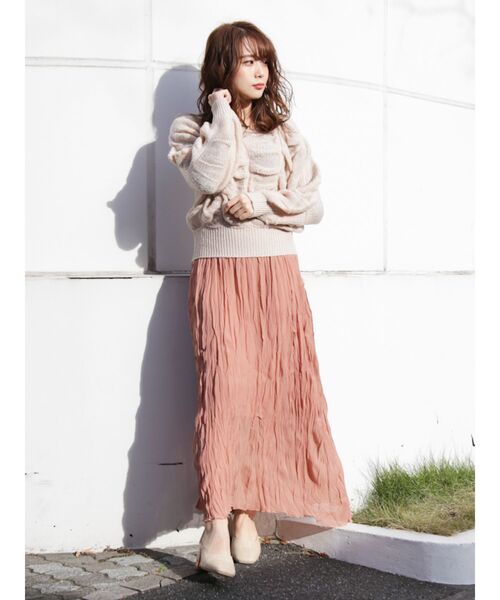 dazzlin（ダズリン）の「イレギュラーラインクリンクルスカート（スカート・レディース・オフホワイト/アイボリー/ミント/ブラウン/その他1・FREE）」の7枚目の写真