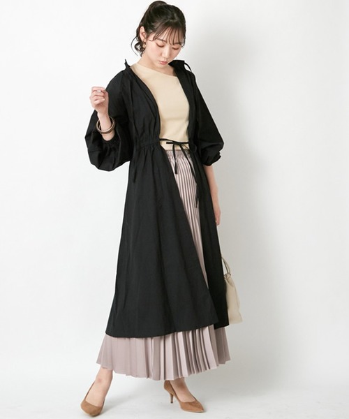 STYLEBLOCK(スタイルブロック)の「2WAYハイネックギャザーガウンワンピース(ワンピース・レディース・ホワイト/ブラック/ライトカーキ/ライトベージュ・M)」の1枚目の写真
