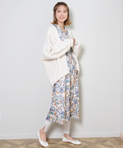 shopnikoniko(ショップニコニコ)の「花柄オープンカラーワンピ(ワンピース・レディース・グリーン/オフホワイト・フリー)」の11枚目の写真