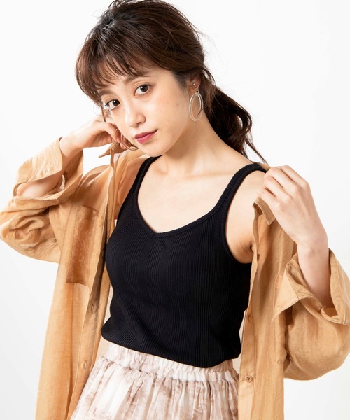 WEGO（ウィゴー）の「WEGO/カップインリブキャミソール（キャミソール・レディース・ブラック/ホワイト/ブルー・SMALL/MEDIUM）」の3枚目の写真