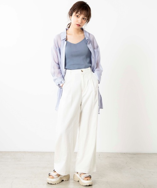 WEGO（ウィゴー）の「WEGO/カップインリブキャミソール（キャミソール・レディース・ブラック/ホワイト/ブルー・SMALL/MEDIUM）」の12枚目の写真