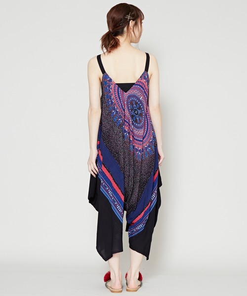 チャイハネ（チャイハネ）の「【チャイハネ】yul アフリカンダシキ柄サロペット＆キャミワンピース2WAY（サロペット/オーバーオール・レディース・ホワイト/ブラック/イエロー/グリーン・FREE）」の9枚目の写真