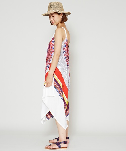 チャイハネ（チャイハネ）の「【チャイハネ】yul アフリカンダシキ柄サロペット＆キャミワンピース2WAY（サロペット/オーバーオール・レディース・ホワイト/ブラック/イエロー/グリーン・FREE）」の18枚目の写真