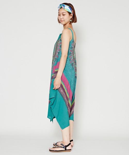 チャイハネ（チャイハネ）の「【チャイハネ】yul アフリカンダシキ柄サロペット＆キャミワンピース2WAY（サロペット/オーバーオール・レディース・ホワイト/ブラック/イエロー/グリーン・FREE）」の22枚目の写真