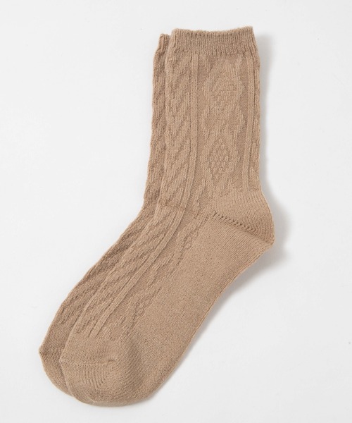 WEGO（ウィゴー）の「WEGO/ケーブルソックス（ソックス/靴下・レディース・ブルー/グレー/ブラック/パープル/ホワイト/ライトブラウン/ワイン/ブラウン系その他/グリーン系その他/マスタード・FREE）」の5枚目の写真