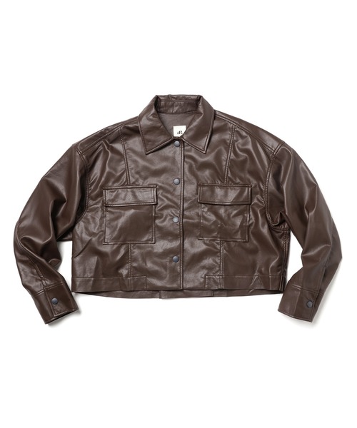 akuR(アクル)の「【akuR/2020AW】フェイクレザージャケット(セットアップ対応)(ブルゾン・レディース・ブラウン/グリーン/ダークブラウン・FREE)」の1枚目の写真