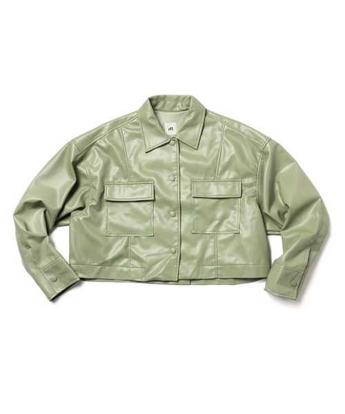 akuR(アクル)の「【akuR/2020AW】フェイクレザージャケット(セットアップ対応)(ブルゾン・レディース・ブラウン/グリーン/ダークブラウン・FREE)」の3枚目の写真