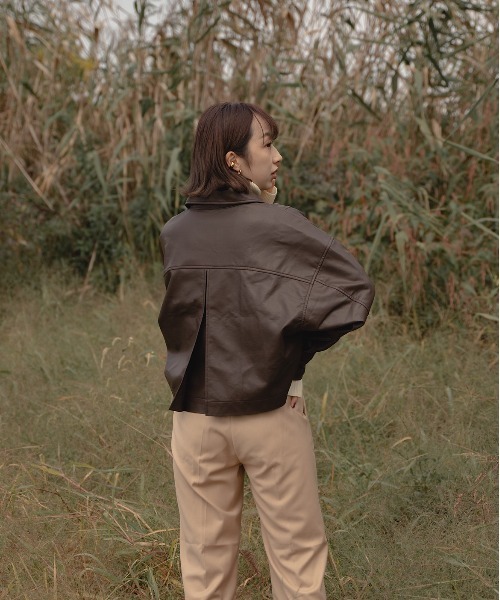 akuR(アクル)の「【akuR/2020AW】フェイクレザージャケット(セットアップ対応)(ブルゾン・レディース・ブラウン/グリーン/ダークブラウン・FREE)」の5枚目の写真