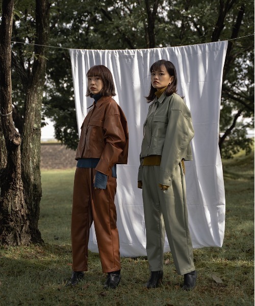 akuR(アクル)の「【akuR/2020AW】フェイクレザージャケット(セットアップ対応)(ブルゾン・レディース・ブラウン/グリーン/ダークブラウン・FREE)」の9枚目の写真