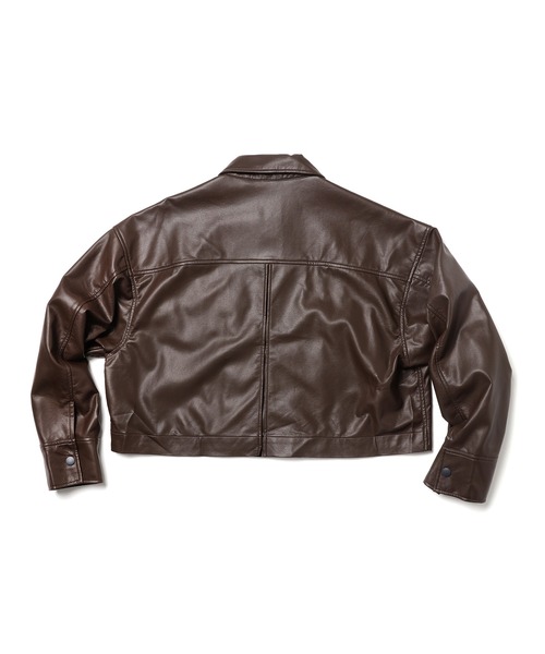 akuR(アクル)の「【akuR/2020AW】フェイクレザージャケット(セットアップ対応)(ブルゾン・レディース・ブラウン/グリーン/ダークブラウン・FREE)」の11枚目の写真
