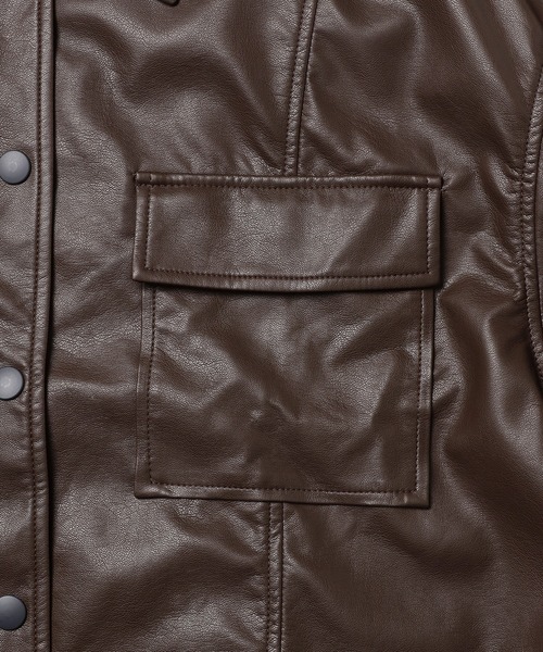 akuR(アクル)の「【akuR/2020AW】フェイクレザージャケット(セットアップ対応)(ブルゾン・レディース・ブラウン/グリーン/ダークブラウン・FREE)」の14枚目の写真