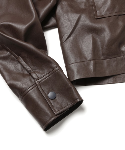 akuR(アクル)の「【akuR/2020AW】フェイクレザージャケット(セットアップ対応)(ブルゾン・レディース・ブラウン/グリーン/ダークブラウン・FREE)」の16枚目の写真