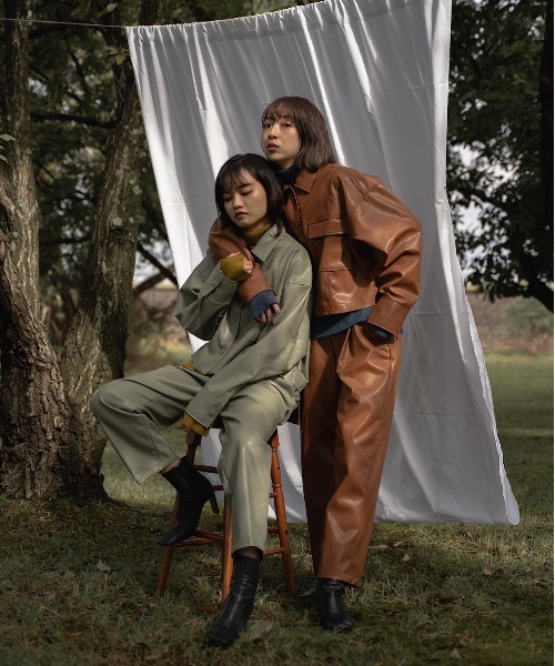 akuR(アクル)の「【akuR/2020AW】フェイクレザージャケット(セットアップ対応)(ブルゾン・レディース・ブラウン/グリーン/ダークブラウン・FREE)」の8枚目の写真