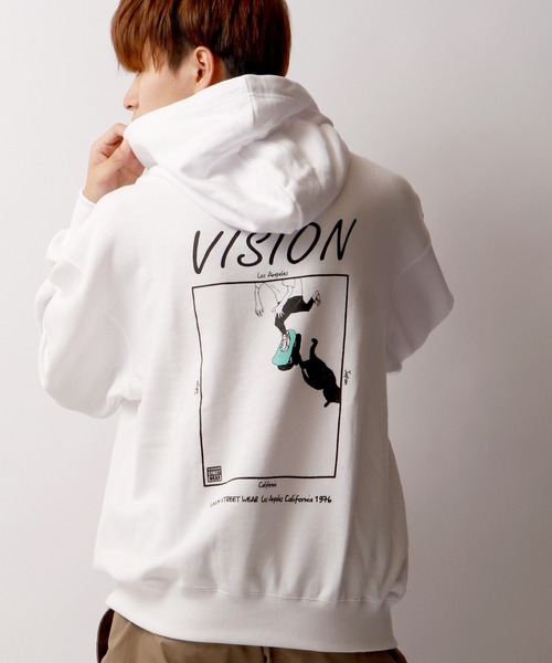 VISION STREET WEAR(ヴィジョンストリートウェア)の「【VISION STREET WEAR】裏毛プリントパーカー(パーカー・メンズ・ホワイト/ブラック/ベージュ/パープル/ブルー/ホワイト系その他/ブラック系その他/パープル系その他・LL/M/L)」の2枚目の写真