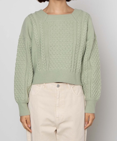 WEGO（ウィゴー）の「WEGO/ケーブルマルチwayショートニット（ニット/セーター・レディース・アイボリー/グリーン系その他・FREE）」の14枚目の写真