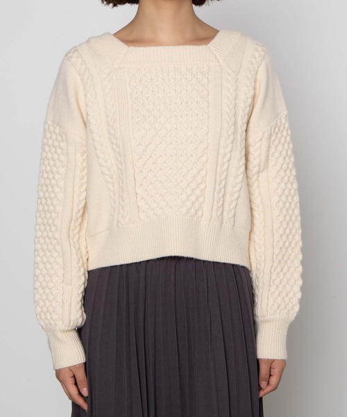 WEGO（ウィゴー）の「WEGO/ケーブルマルチwayショートニット（ニット/セーター・レディース・アイボリー/グリーン系その他・FREE）」の22枚目の写真