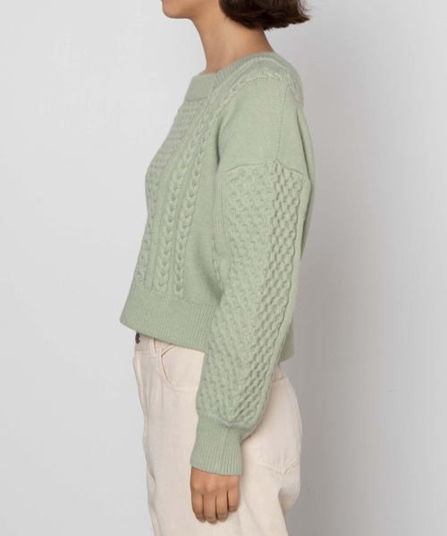 WEGO（ウィゴー）の「WEGO/ケーブルマルチwayショートニット（ニット/セーター・レディース・アイボリー/グリーン系その他・FREE）」の7枚目の写真