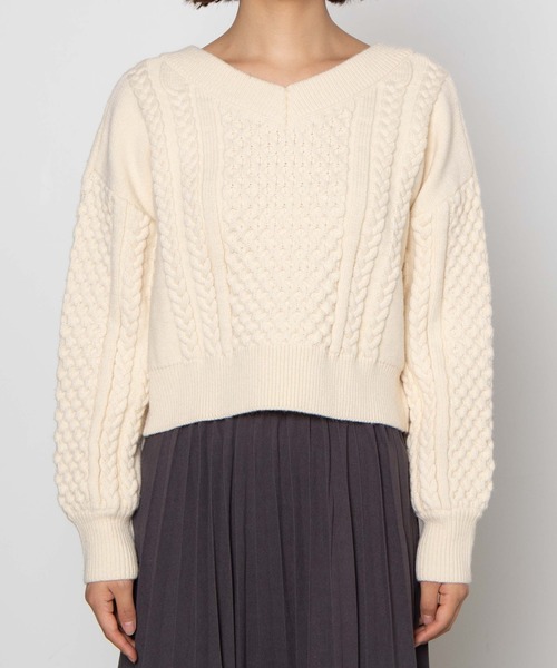 WEGO（ウィゴー）の「WEGO/ケーブルマルチwayショートニット（ニット/セーター・レディース・アイボリー/グリーン系その他・FREE）」の20枚目の写真
