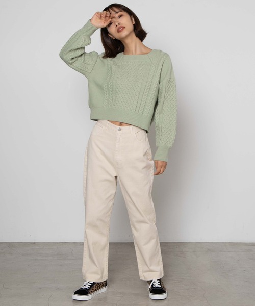 WEGO（ウィゴー）の「WEGO/ケーブルマルチwayショートニット（ニット/セーター・レディース・アイボリー/グリーン系その他・FREE）」の11枚目の写真