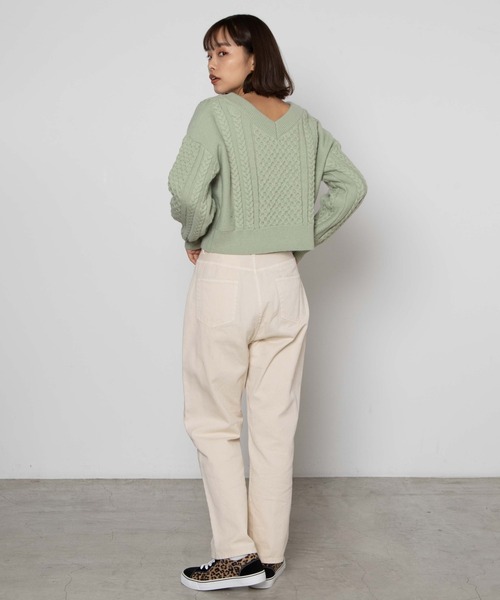 WEGO（ウィゴー）の「WEGO/ケーブルマルチwayショートニット（ニット/セーター・レディース・アイボリー/グリーン系その他・FREE）」の6枚目の写真
