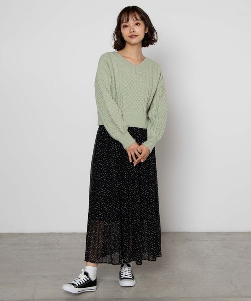 WEGO（ウィゴー）の「WEGO/ケーブルマルチwayショートニット（ニット/セーター・レディース・アイボリー/グリーン系その他・FREE）」の9枚目の写真