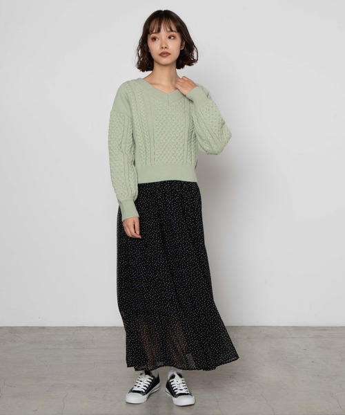 WEGO（ウィゴー）の「WEGO/ケーブルマルチwayショートニット（ニット/セーター・レディース・アイボリー/グリーン系その他・FREE）」の19枚目の写真