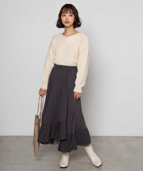 WEGO（ウィゴー）の「WEGO/ケーブルマルチwayショートニット（ニット/セーター・レディース・アイボリー/グリーン系その他・FREE）」の3枚目の写真