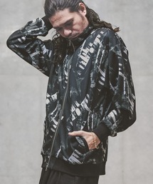 mj7734-Repeating pattern stand fullzip jacket jersey(monotone geometric pattern) ジャケット