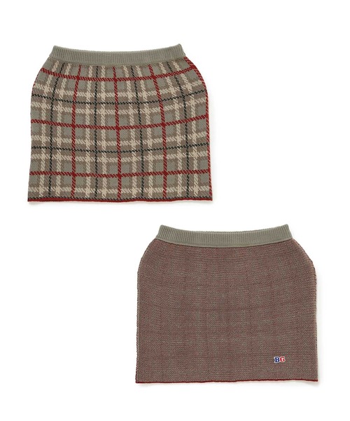 Bonjour Girl（ボンジュールガール）の「【Bonjour Girl/ボンジュールガール】２WAYニットチェックスカート（スカート・レディース・ベージュ/グレー/レッド・FREE）」の12枚目の写真