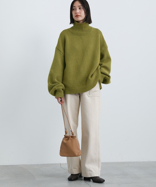 select MOCA（セレクトモカ）の「ハイネックルーズオーバーニット（ニット/セーター・レディース・ブラック/レッド/オリーブ/アイボリー・FREE）」の5枚目の写真