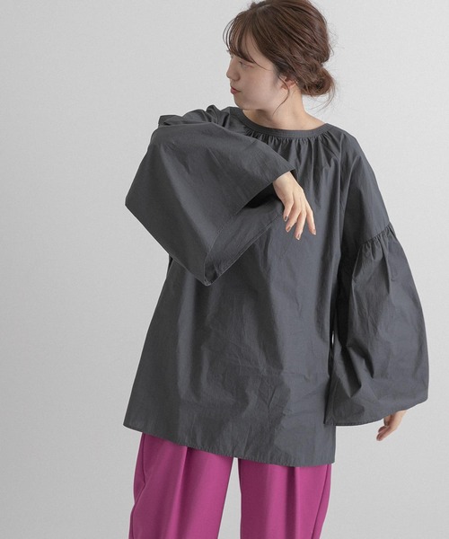 LAATO（ラート）の「FOLDING FAN BLOUSE（シャツ/ブラウス・レディース・ブラウン/チャコールグレー・FREE）」の19枚目の写真