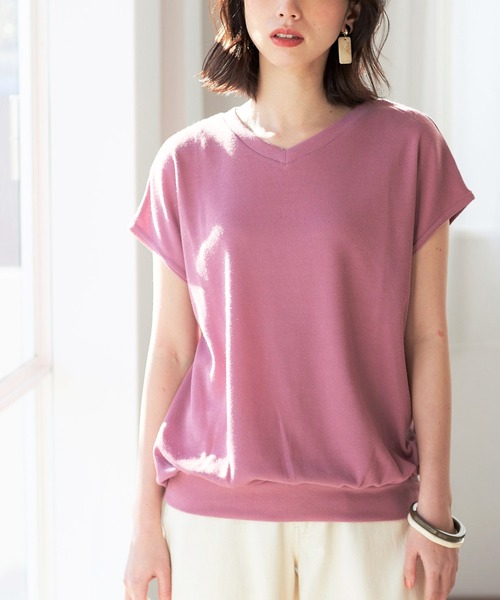 GeeRA(ジーラ)の「Vネックカットソートップス(Tシャツ/カットソー・レディース・モカ/ブラック/ライトベージュ/グレー/ピンク・MEDIUM/X-LARGE/XX-LARGE/LARGE/SMALL)」の5枚目の写真